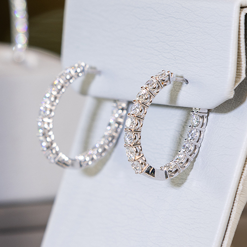 Earrings on display
